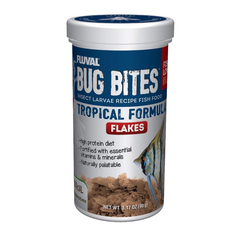 Fluval Bug Bites Tropical Fish Food, Flakes for Small to Medium Sized Fish, 3.17 oz., A7332, Brown - Image 1